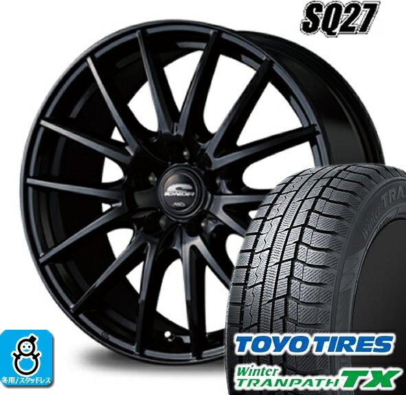 【2022〜2023年製】215/60R16 95Q トーヨータイヤ ウィンタートランパスTX マルカ シュナイダー SQ27 16インチ 6.5J 5H114.3 メタリックブラック スタッドレスタイヤホイール 新品 4本セット バランス調整済み taiya