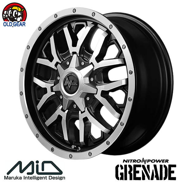 4本注文で送料無料 マルカサービス GRENADE 16インチ 6.5J+38 6-139.7 セミグロスブラック＋フランジディスクポリッシュ 新品ホイール 1本販売