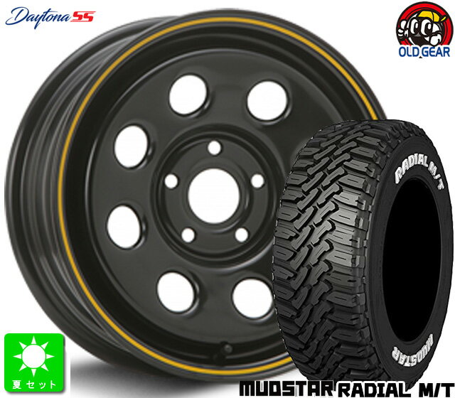 195/65R15 マッドスター RADIAL M/T ホワイトレター新品 サマータイヤ ホイール4本セットMLJ デイトナSS タイプ215インチ 6.0J 5H108ブラック/イエローライン taiya