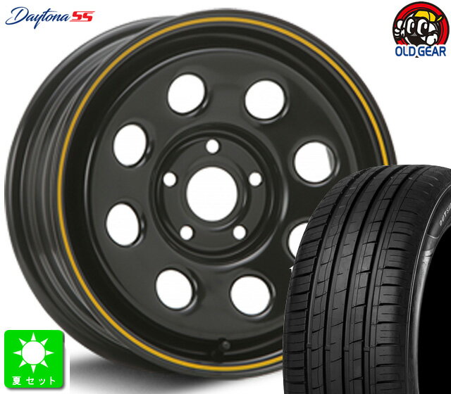 195/65R15 特選 輸入タイヤ新品 サマータイヤ ホイール4本セットMLJ デイトナSS タイプ215インチ 6.0J 5H108ブラック/イエローライン taiya