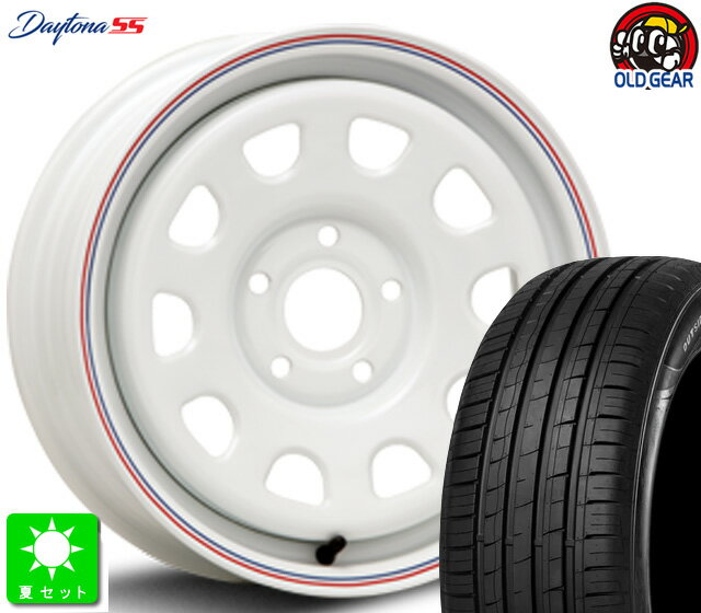 195/65R15 特選 輸入タイヤ新品 サマータイヤ ホイール4本セットMLJ デイトナSS15インチ 6.0J 5H108トリコロールホワイト taiya