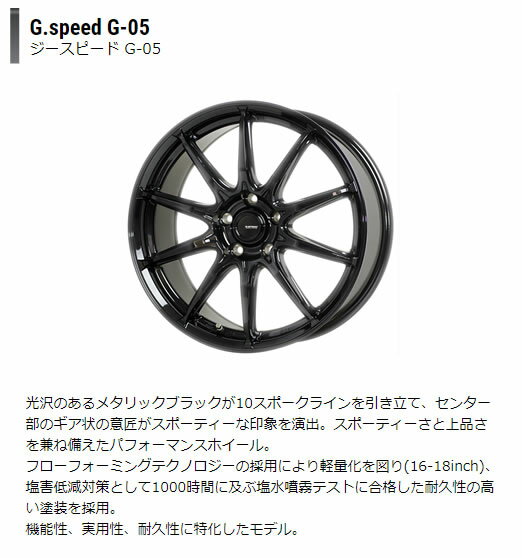 4本注文で送料無料 HOT　STUFF G-SPEED　G-05 14インチ 5.5J+38 4-100 メタリックブラック 会社宛て注文の場合のみ送料無料 新品ホイール 1本販売 taiya