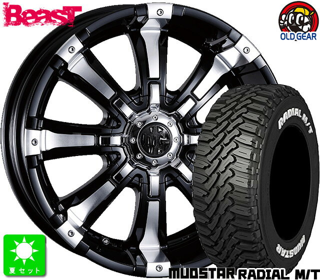 225/70R16 マッドスター RADIAL M/T ホワイトレター新品 サマータイヤ ホイール4本セットマーテルギア MG BEAST16インチ 7.0J 5H114.3ブラックポリッシュ taiya