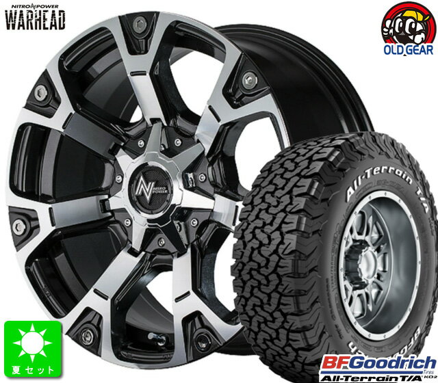225/70R16 102/99R LRC RWLBF Goodrich All-Terrain T/A KO2 ホワイトレター新品 サマータイヤ ホイール4本セットNITRO POWER WARHEAD16インチ 7.0J 5H114.3ダークガンメタ+ミラーカット taiya