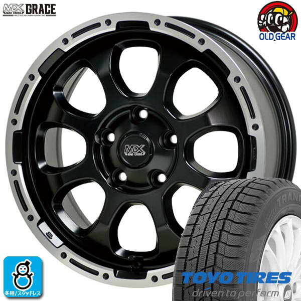 限定特価【2023〜2024年製】215/70R16 100Qトーヨー ウィンタートランパス TX新品 スタッドレスタイヤ ホイール4本セットマッドクロス グレイス16インチ 7.0J 5H114.3セミグロスブラック＆リムポリッシュ組込み済 バランス調整済 taiya