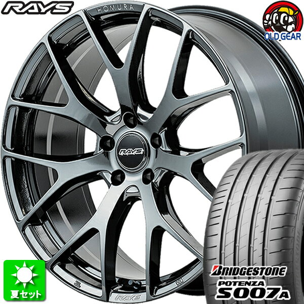 225/35R19 ブリヂストン ポテンザ S007A 新品サマータイヤ ホイール 4本セット レイズ ホムラ 2×7FT ブラッククロームコーティング (YNJ) 19インチ 5H114.3 組込み済 バランス調整済 taiya