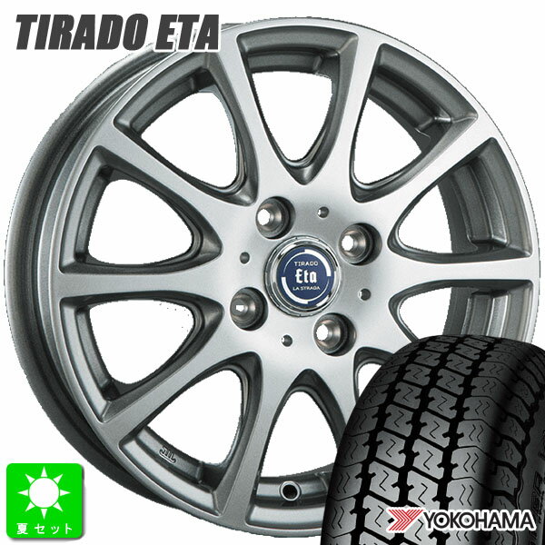 145/80R12 80/78(145R12 6PR)ヨコハマ スーパーバン YOKOHAMA SUPER VAN Y356新品 サマータイヤ ホイール4本セットティラード イータ12インチ 4.00B 4H100ハイライトシルバー組込み済 バランス調整済