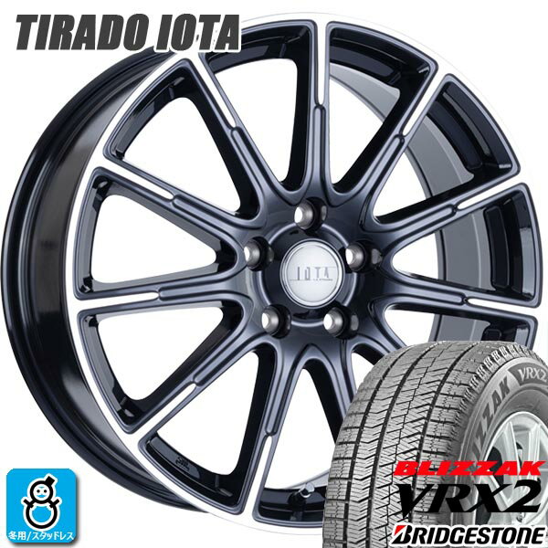 【2023〜2024年製】225/50R18 95Qブリヂストン ブリザック VRX2BRIDGESTONE BLIZZAK VRX2新品 スタッドレスタイヤ ホイール4本セット阿部商会 ティラード イオタ18インチ 7.5J 5H114.3ブラックポリッシュ組込み済 バランス調整済