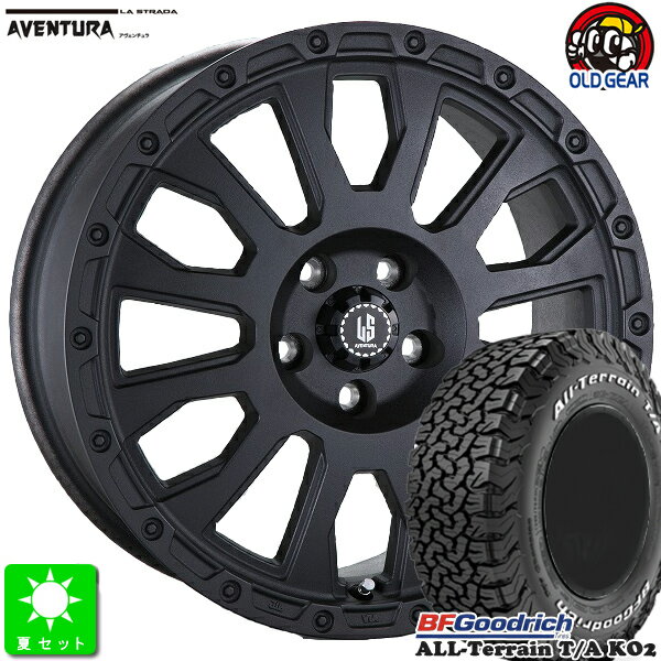 225/70R16 102/99R LRC RWLBF Goodrich All-Terrain T/A KO2 ホワイトレター新品 サマータイヤ ホイール4本セットラ・ストラーダ アヴェンチュラLA-STRADA AVENTURA16インチ 7.0J 5H114.3リンクルブラック taiya