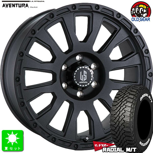 215/70R16 100Tマッドスター MUDSTAR RADIAL M/T ホワイトレター新品 サマータイヤ ホイール4本セットラストラーダ アヴェンチュラLA STRADA AVENTURA16インチ 6.5J 6H139.7リンクルブラック組込み済 バランス調整済