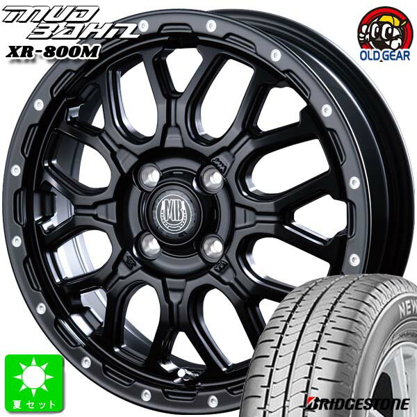 155/65R14ブリヂストン ニューノ NEWNO新品 サマータイヤ ホイール4本セットインターミラノ マッドバーン XR-800M 14インチ 4.5J 4H100MBK/PP組込み済 バランス調整済 taiya