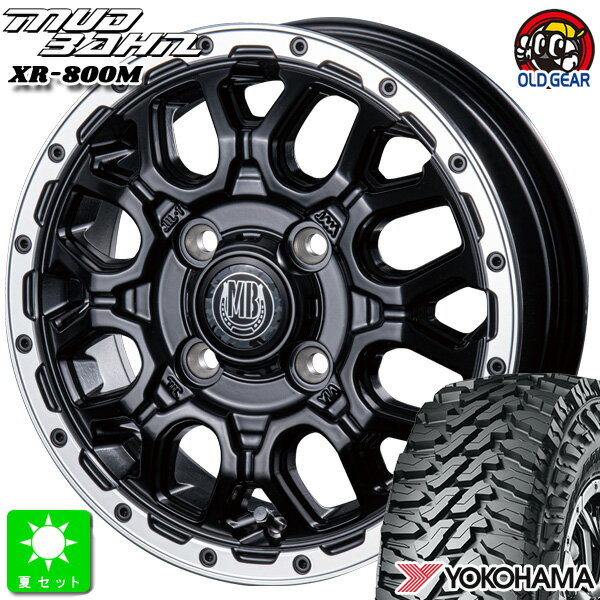 145/80R12 80/78(145R12 6PR)ヨコハマ ジオランダー M/T G003新品 サマータイヤ ホイール4本セットインターミラノ マッドバーン XR-800M12インチ 4.00B 4H100MBK/RP組込み済 バランス調整済 taiya