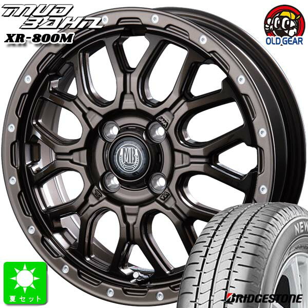 155/65R14ブリヂストン ニューノ NEWNO新品 サマータイヤ ホイール4本セットインターミラノ マッドバーン XR-800M 14インチ 4.5J 4H100GBR/PP組込み済 バランス調整済 taiya
