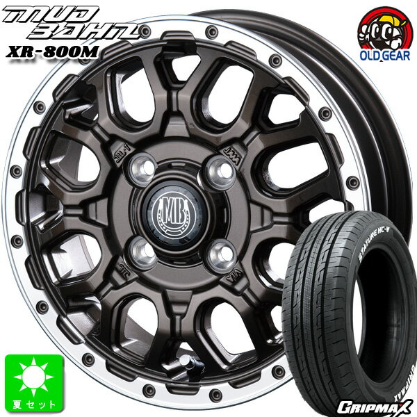 145/80R12 80/78(145R12 6PR)グリップマックス GRIPMAX STATURE HC-V ホワイトレター新品 サマータイヤ ホイール4本セットインターミラノ マッドバーン XR-800M12インチ 4.00B 4H100GBR/RP組込み済 バランス調整済 taiya