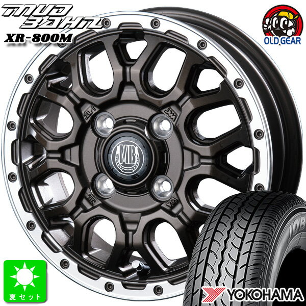145/80R12 80/78(145R12 6PR)ヨコハマ JOB RY52新品 サマータイヤ ホイール4本セットインターミラノ マッドバーン XR-800M12インチ 4.00B 4H100GBR/RP組込み済 バランス調整済 taiya