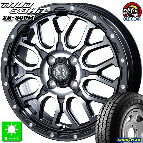 145/80R12 80/78(145R12 6PR)グッドイヤー カーゴプロ GOODYEAR CARGO PRO新品 サマータイヤ ホイール4本セットインターミラノ マッドバーン XR-800M12インチ 4.00B 4H100MBK/DP組込み済 バランス調整済 taiya