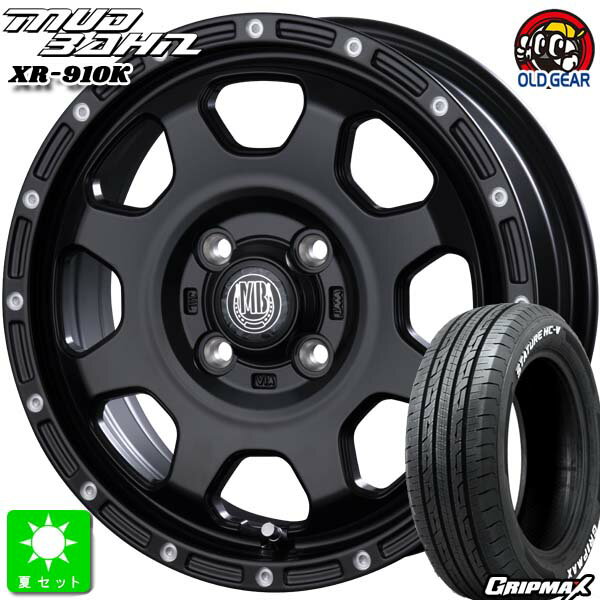 145/80R12 80/78(145R12 6PR)グリップマックス GRIPMAX STATURE HC-V ホワイトレター新品 サマータイヤ ホイール4本セットインターミラノ マッドバーン XR-910K12インチ 4.00B 4H100MBK/PP組込み済 バランス調整済 taiya