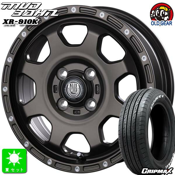 145/80R12 80/78(145R12 6PR)グリップマックス GRIPMAX STATURE HC-V ホワイトレター新品 サマータイヤ ホイール4本セットインターミラノ マッドバーン XR-910K12インチ 4.00B 4H100MBR/PP組込み済 バランス調整済 taiya