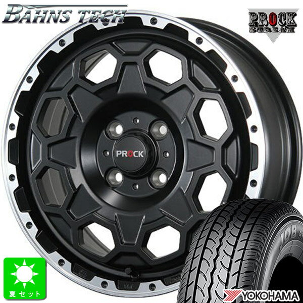 145/80R12 80/78(145R12 6PR)ヨコハマ JOB RY52新品 サマータイヤ ホイール4本セットバーンズテック プロック ストリーム12インチ 4.00B 4H100セミグロスブラック組込み済 バランス調整済 taiya