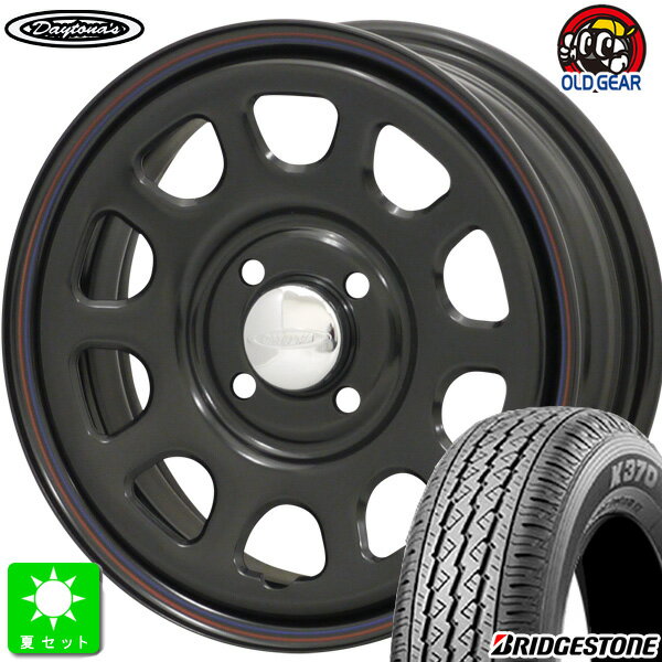 145/80R12 80/78(145R12 6PR)ブリヂストン BRIDGESTONE K370新品 サマータイヤ ホイール4本セットデイトナ'S Daytona'S12インチ 4.00B 4H100ブラック組込み済 バランス調整済 taiya