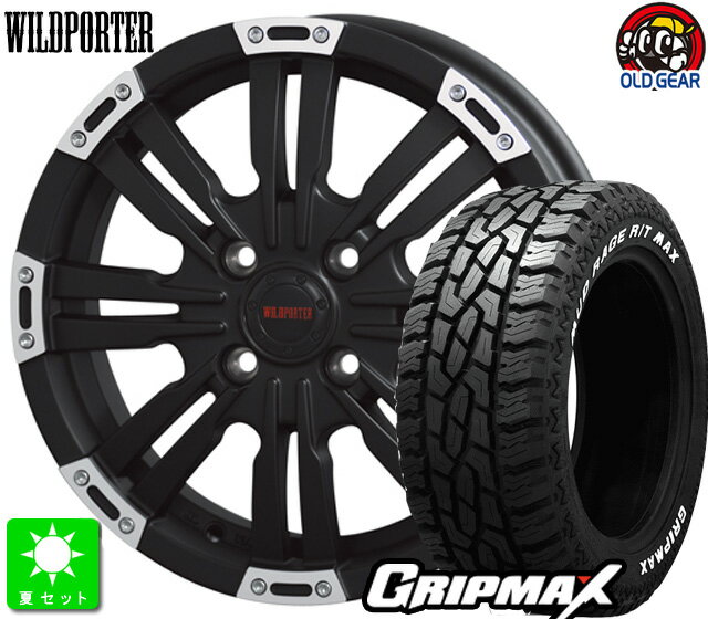 145R12 6PR 145/80R12 80/78GRIPMAX MUD Rage R/T MAXホワイトレター新品 サマータイヤ ホイール4本セットワイルドポーター クロスエイト12インチ 4.0J 4H100マットブラックポリッシュ taiya