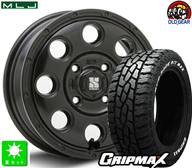 145R12 6PR 145/80R12 80/78GRIPMAX MUD Rage R/T MAXホワイトレター新品 サマータイヤ ホイール4本セットMLJ XTREME-J KK0312インチ 3.5J 4H100サテンブラック taiya