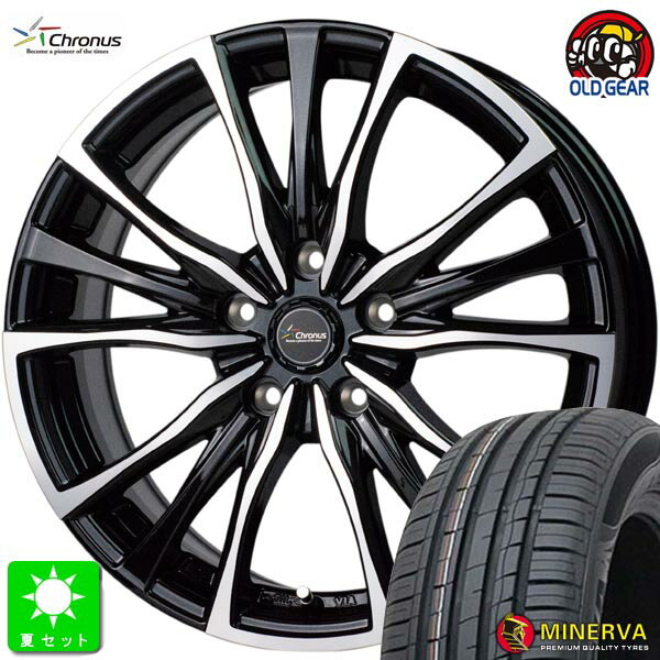 205/65R15ミネルバ MINERVA F209新品 サマータイヤ ホイール4本セットクロノス Chronus CH-11015インチ 6.0J 5H114.3メタリックブラックポリッシュ組込み済 バランス調整済 taiya