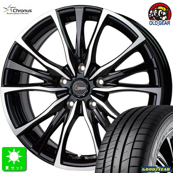 195/60R16グッドイヤー エフィシェントグリップ RVF02新品 サマータイヤ ホイール4本セットクロノス Chronus CH-11016インチ 6.5J 5H114.3メタリックブラックポリッシュ組込み済 バランス調整済 taiya