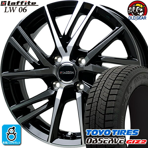 155/65R13 トーヨータイヤ ガリットGIZ2 ギズ2 スタッドレスタイヤホイール 新品 4本セット ホットスタッフ ラフィット LW-06 ブラックポリッシュ(BK/P) 13インチ 4H100 組込みバランス調整済み taiya