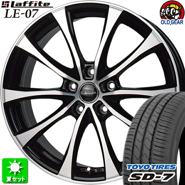 215/60R16 トーヨータイヤ SD-7 新品サマータイヤ ホイール 4本セット ホットスタッフ ラフィット LW-07 ブラックポリッシュ(BKP) 16インチ 5H114.3 組込み済 バランス調整済 taiya