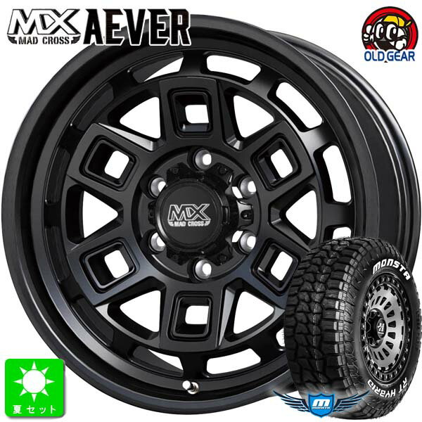 215/65R16C 109/107モンスタタイヤ RT ハイブリッドホワイトレター新品 サマータイヤ ホイール4本セットマッドクロス アイヴァー MADCROSS AEVER 16インチ 6.5J 6H139.7マットブラック組込み済 バランス調整済