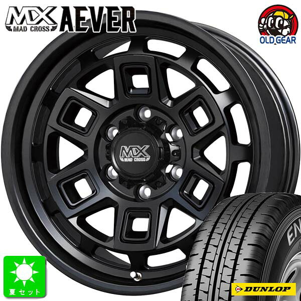 195/80R15 107/105ダンロップ エナセーブ VAN01新品 サマータイヤ ホイール4本セットマッドクロス アイヴァー MADCROSS AEVER15インチ 6.0J 6H139.7マットブラック組込み済 バランス調整済