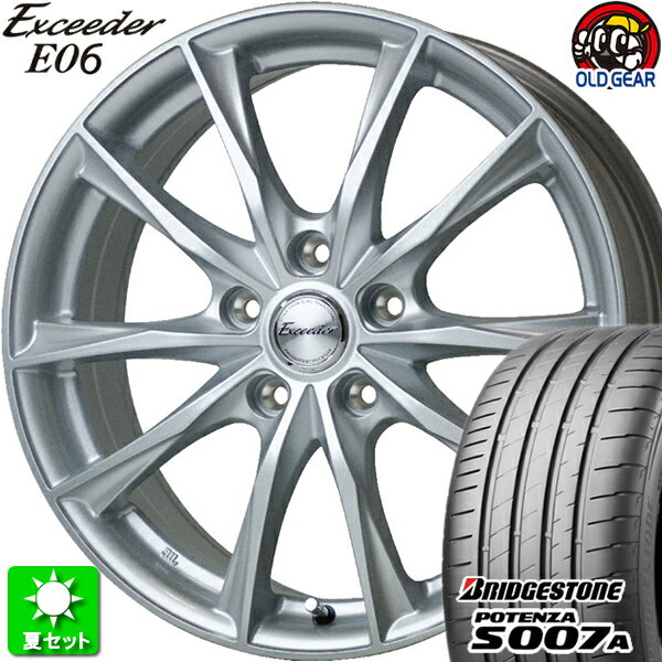 225/40R18 ブリヂストン ポテンザ S007A 新品サマータイヤ ホイール 4本セット ホットスタッフ エクシーダー E06 メタルシルバー(MS) 18インチ 5H114.3 組込み済 バランス調整済 taiya