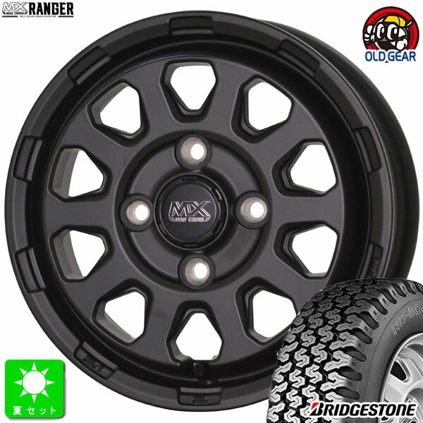 145/80R12 80/78(145R12 6PR)ブリヂストン BRIDGESTONE RD604V新品 サマータイヤ ホイール4本セットマッドクロス レンジャー12インチ 4.00B 4H100マットブラック組込み済 バランス調整済 taiya