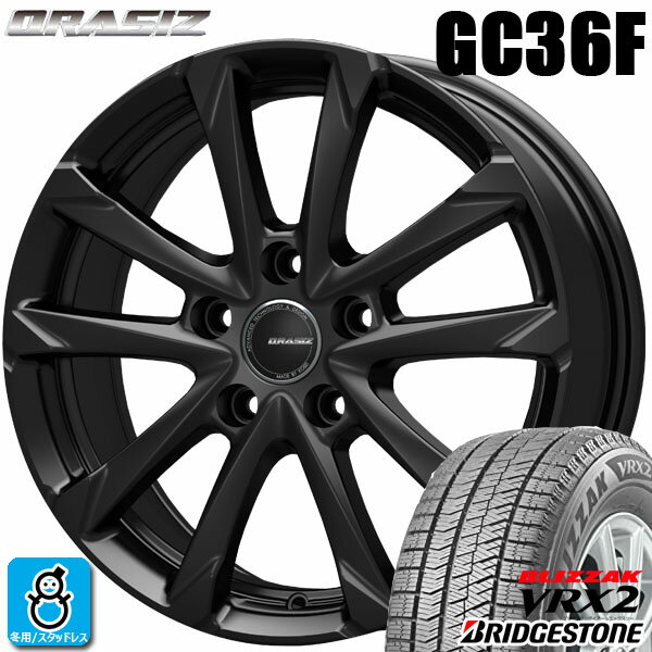 【2022〜2023年製】235/50R18 97Qブリヂストン ブリザック VRX2BRIDGESTONE BLIZZAK VRX2新品 スタッドレスタイヤ ホイール4本セットKITジャパン クレイシズ GC36F18インチ 5H114.3ブラック組込み済 バランス調整済