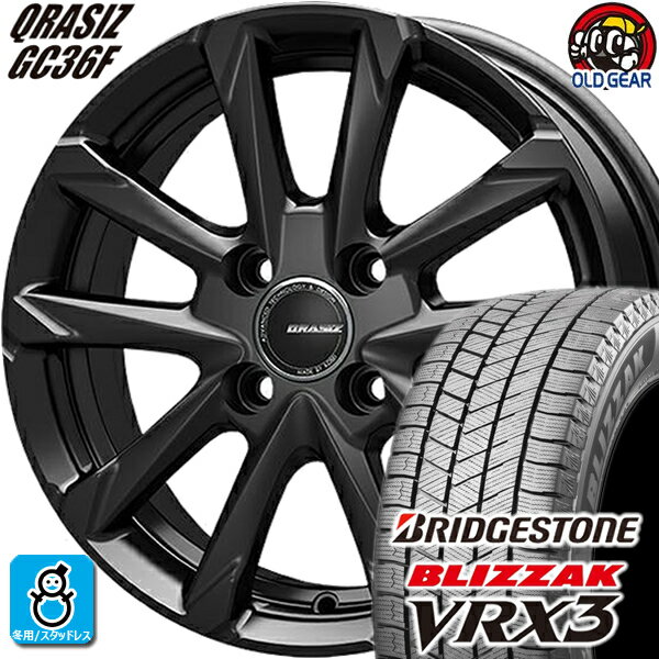 165/50R15 ブリヂストン ブリザック VRX3 スタッドレスタイヤホイール 新品 4本セット KITジャパン クレイシズ GC36F グロッシーブラック(GBK) 15インチ 4H100 組込みバランス調整済み taiya