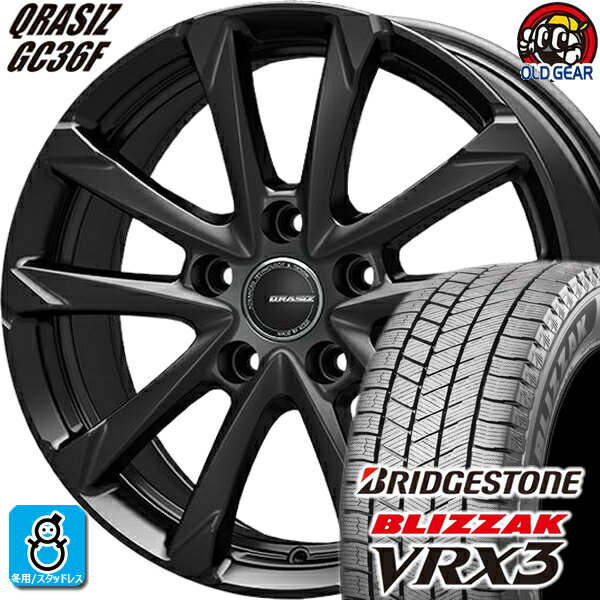 215/50R17 ブリヂストン ブリザック VRX3 スタッドレスタイヤホイール 新品 4本セット KITジャパン クレイシズ GC36F グロッシーブラック(GBK) 17インチ 5H114.3 組込みバランス調整済み taiya