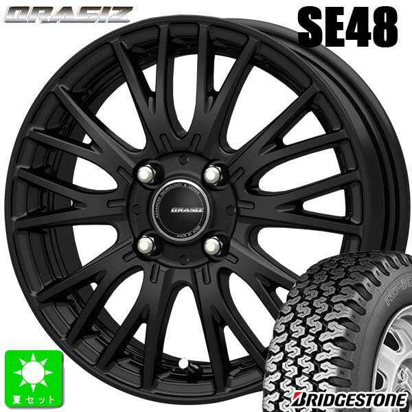 145/80R12 80/78(145R12 6PR)ブリヂストン BRIDGESTONE RD-604V RD604V新品 サマータイヤ ホイール4本セットKITジャパン クレイシズ SE4812インチ 3.50B 4H100マットブラック組込み済 バランス調整済