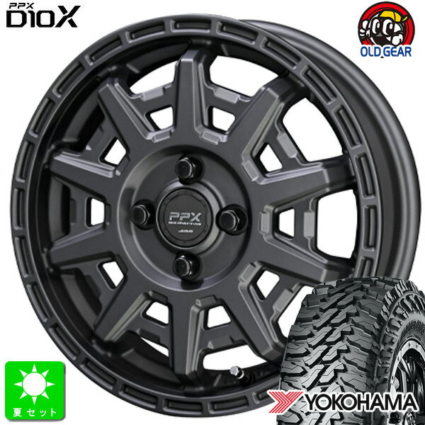 145/80R12 80/78(145R12 6PR)ヨコハマ ジオランダー M/T G003新品 サマータイヤ ホイール4本セット共豊 PPX D10X12インチ 3.50B 4H100マットダークガンメタリック組込み済 バランス調整済 taiya