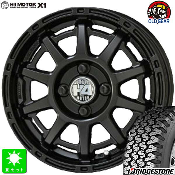 145/80R12 80/78(145R12 6PR)ブリヂストン BRIDGESTONE RD-604V新品 サマータイヤ ホイール4本セット共豊 H4 MOTOR X112インチ 4.00B 4H100セミグロスブラック組込み済 バランス調整済 taiya