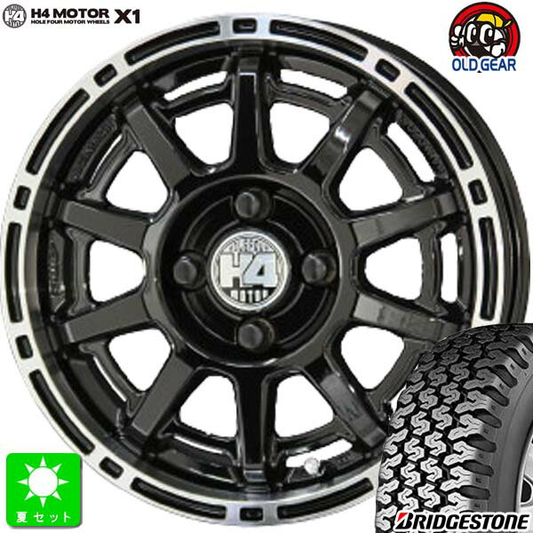 145/80R12 80/78(145R12 6PR)ブリヂストン BRIDGESTONE RD-604V新品 サマータイヤ ホイール4本セット共豊 H4 MOTOR X112インチ 4.00B 4H100ブラックリムポリッシュ組込み済 バランス調整済 taiya