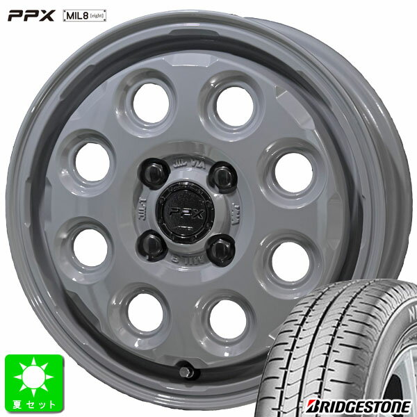 155/65R14 75Hブリヂストン ニューノ BRIDGESTONE NEWNO新品 サマータイヤ ホイール4本セット共豊 ミル8 MIL:8 14インチ 4.5J 4H100ダークグレー組込み済 バランス調整済