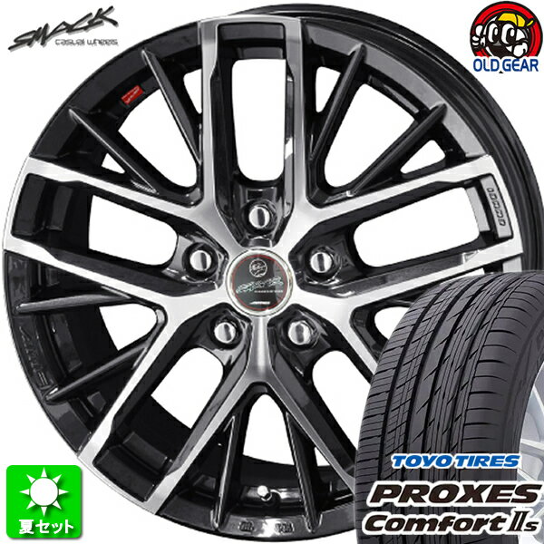 225/40R18 トーヨータイヤ プロクセス コンフォート2S 新品サマータイヤ ホイール 4本セット 共豊 スマック レヴィラ サファイアブラック×ポリッシュ 18インチ 5H114.3 組込み済 バランス調整済 taiya