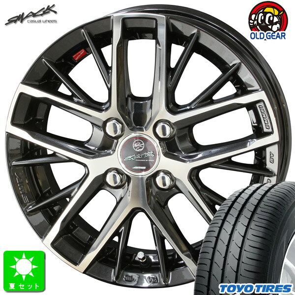 限定特価 155/65R14トーヨー TOYO ナノエナジー3新品 サマータイヤ ホイール4本セットスマック レヴィラ SMACK REVILA14インチ 4.5J 4H100サファイアブラック/ポリッシュ組込み済 バランス調整済 taiya