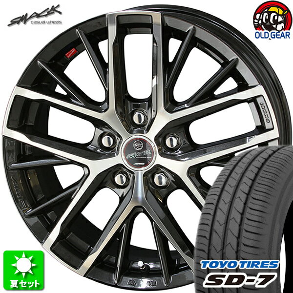 225/40R18 トーヨータイヤ SD-7 新品サマータイヤ ホイール 4本セット 共豊 スマック レヴィラ サファイアブラック×ポリッシュ 18インチ 5H114.3 組込み済 バランス調整済 taiya