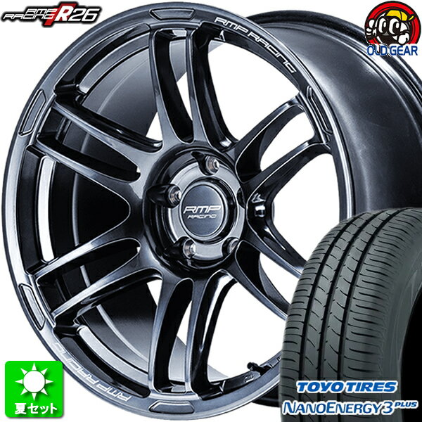 215/40R17 トーヨータイヤ ナノエナジー 3 プラス 新品サマータイヤ ホイール 4本セット マルカサービス RMPレーシング R26 ディープチタンシルバー(Deep Titan Silver) 17インチ 5H114.3 組込み済 バランス調整済 taiya