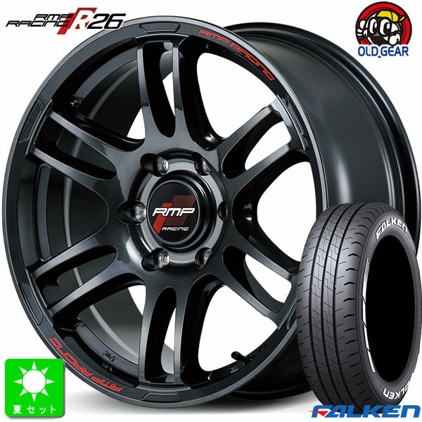 215/60R17 109/107ファルケン FALKEN W11 ホワイトレター新品 サマータイヤ ホイール4本セットRMPレーシング R2617インチ 6.5J 6H139.7クリスタルブラック組込み済 バランス調整済 taiya