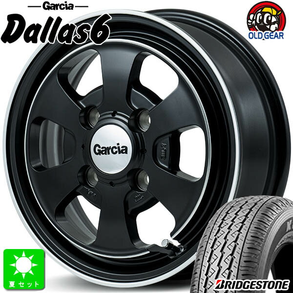 145/80R12 80/78(145R12 6PR)ブリヂストン BRIDGESTONE K370新品 サマータイヤ ホイール4本セットMID ガルシア Dallas612インチ 4.00B 4H100セミグロスブラック/デュアルポリッシュ組込み済 バランス調整済 taiya
