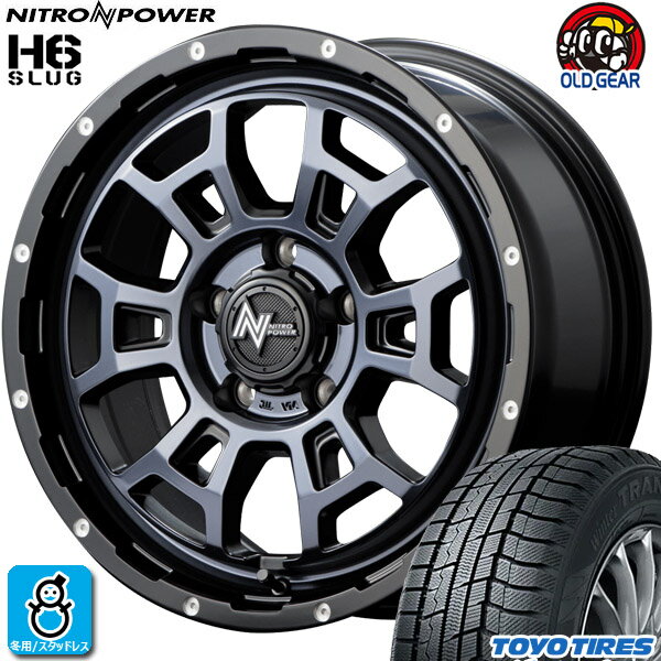 【2023〜2024年製】215/70R16 100Qトーヨー ウィンタートランパス TX新品 スタッドレスタイヤ ホイール4本セットNITRO POWER H6 SLUG16インチ 7.0J 5H114.3ブラッククリア/ピアスドリルド組込み済 バランス調整済 taiya