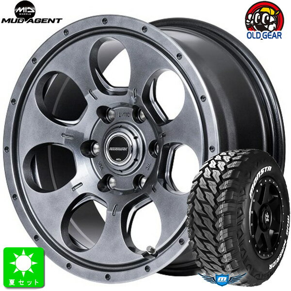 LT215/70R16 107/105Qモンスタタイヤ マッドウォーリア M/T ホワイトレター新品 サマータイヤ ホイール4本セットロードマックス ROADMAX マッドエージェント MUD AGENT 16インチ 6.5J 6H139.7メタリックグレー組込み済 バランス調整済 taiya